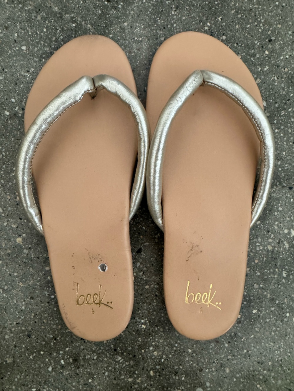 beek Metallic Silver Padded-Thong Sandals